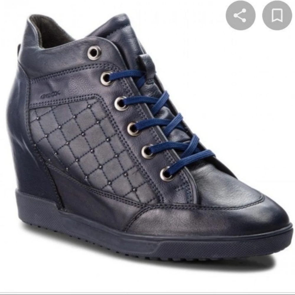 Blue Wedges Sneakers Real Leather  Geox Carum Women's 9 US New